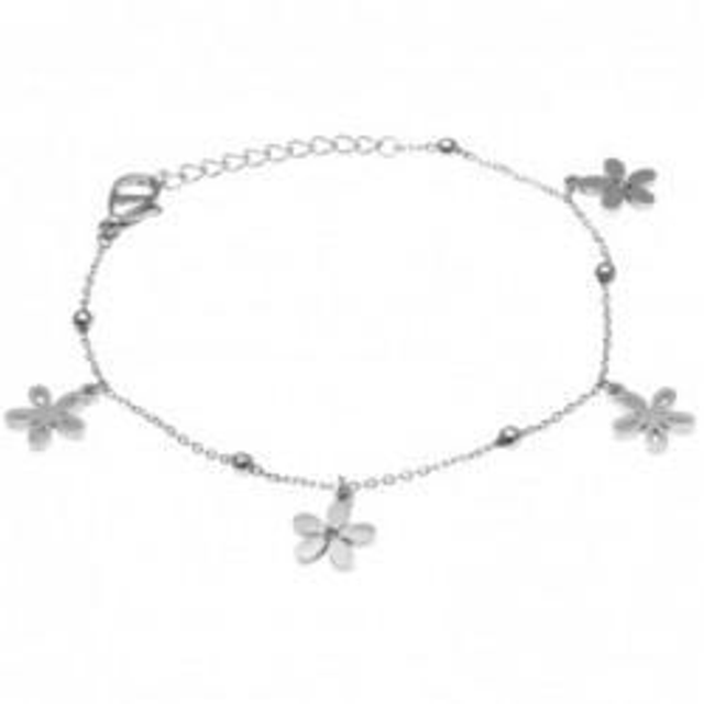 Bracciale donna in acciaio con charms a fiori 