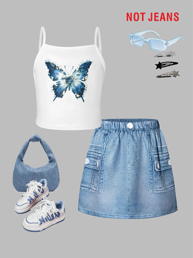 Girls 2pcs Fashion Casual Outfit