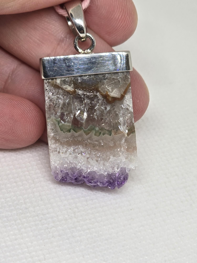 Pendentif tranche Améthyste et Argent 925 
