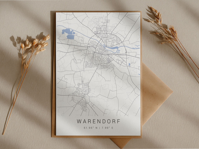 Warendorf Stadtzentrum Stadtkarte | Druck | Postkarte