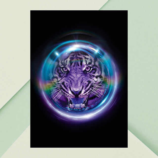 Impression Visage de Tigre Violet - Décoration Murale Animale Moderne / Purple Tiger Face Art Print - Modern Animal Wall Decor