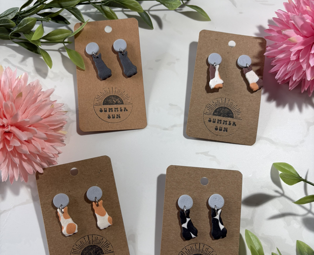 Handmade Cat Clay Earrings