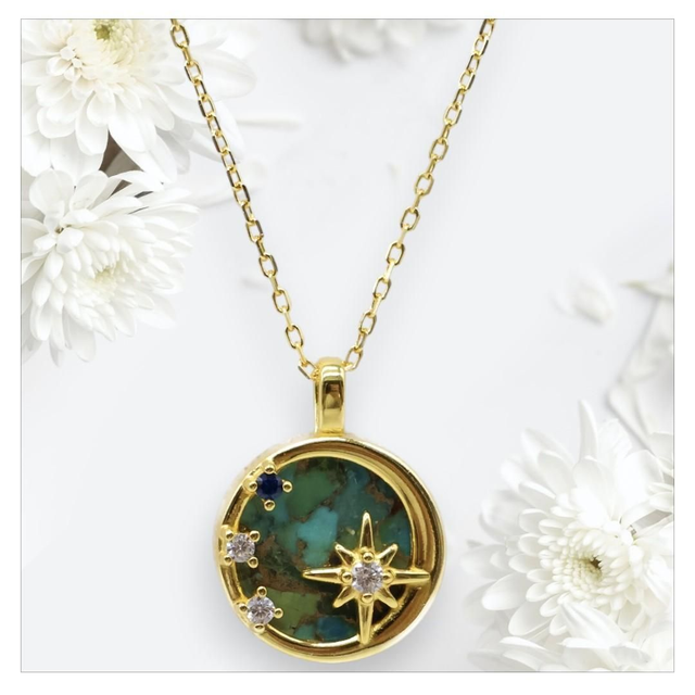 "Turquoise" - Collier argent 925 étoiles 