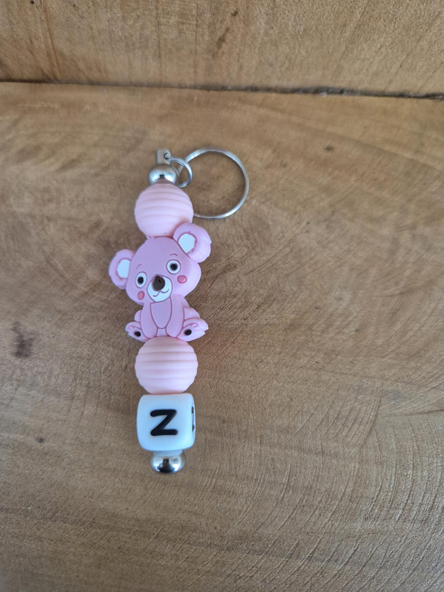 Porte clef panda rose lettre Z