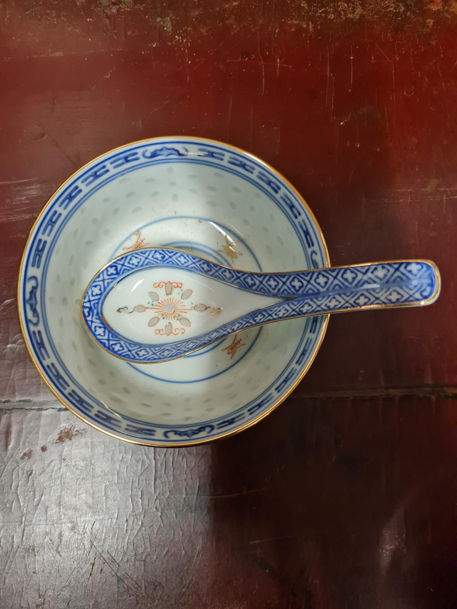Bol a riz porcelaine chinoise + cueillère