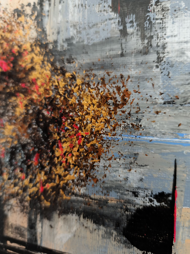 tableau Moderne abstrait - art contemporain peinture acrylique metal et fluo