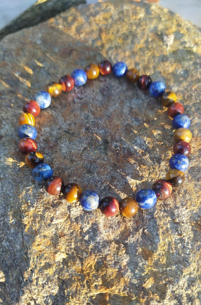  Bracelet Oeil de Tigre / Taureau/ Lapis Lazuli
