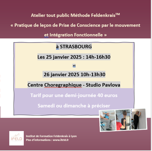 Atelier Strasbourg Tout public 25 ou 26 janvier 2025 - demi-journée au choix 40 euros