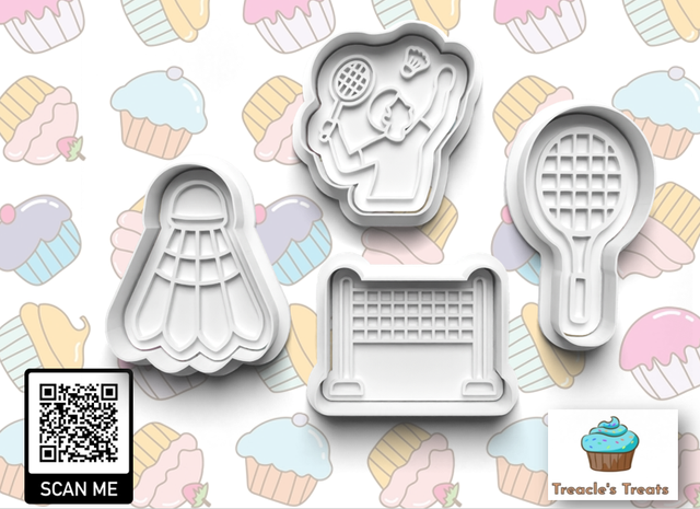 Badminton Fondant/cookie stamps with cutters 