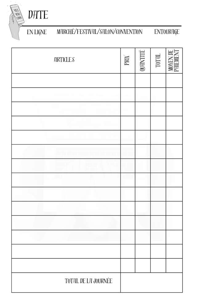 Intérieur carnet éternel A5 - Carnet de ventes