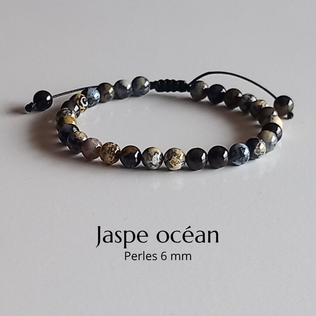 Bracelet ajustable en Jaspe océan