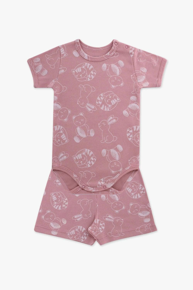 Conjunto Body Curto Canelado 