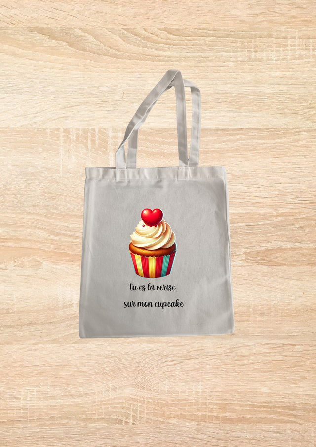 Sac fourre tout motif cupcake cœur rouge