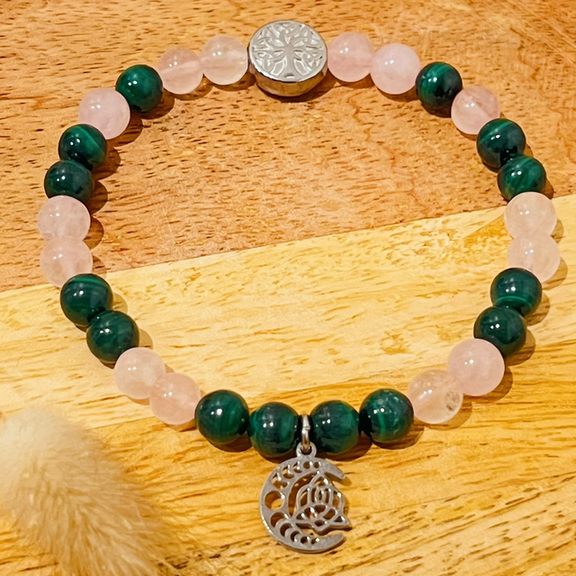 Soulagement - Amour - Malachite et Quartz rosé 