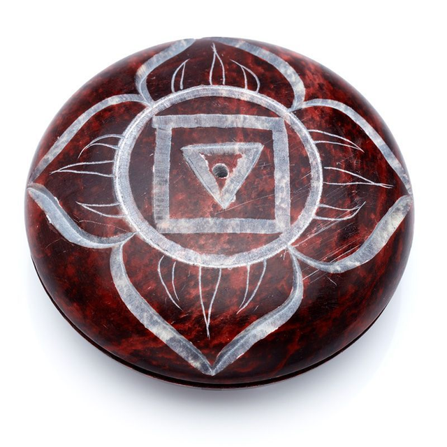 Galet pierre stéatite sculptée - Rouge