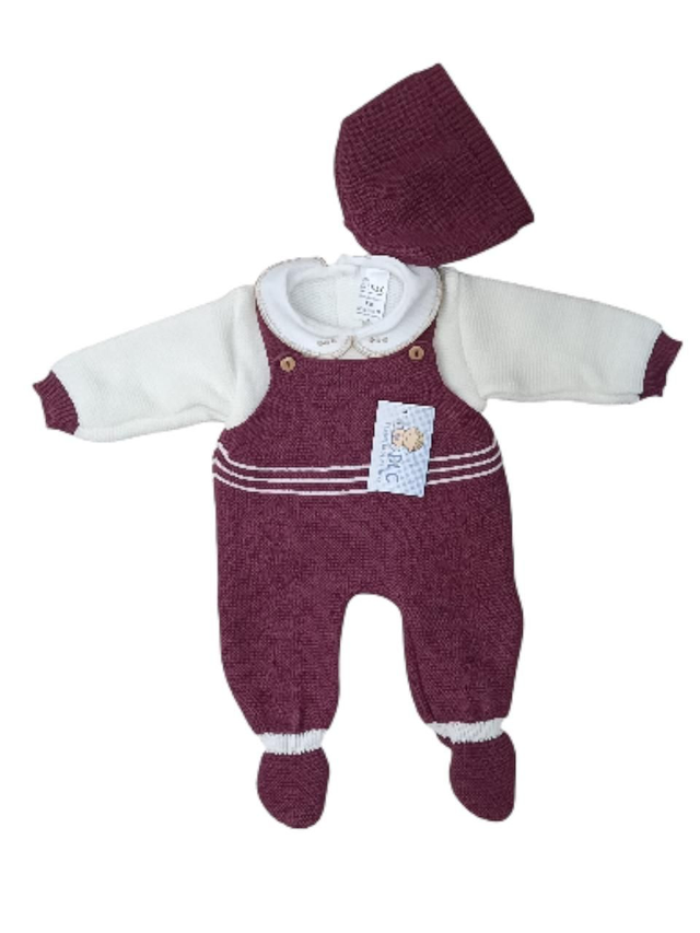 Ensemble 3 pièces ecru/bordeaux