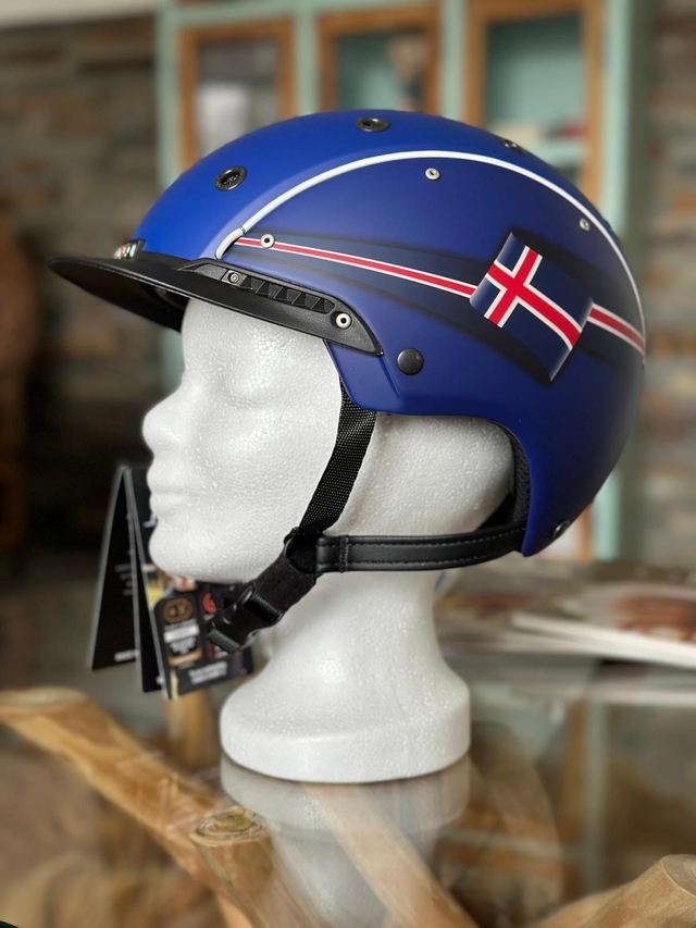 Casco Reithelm Champ 3 Blue Matt Icelandflag