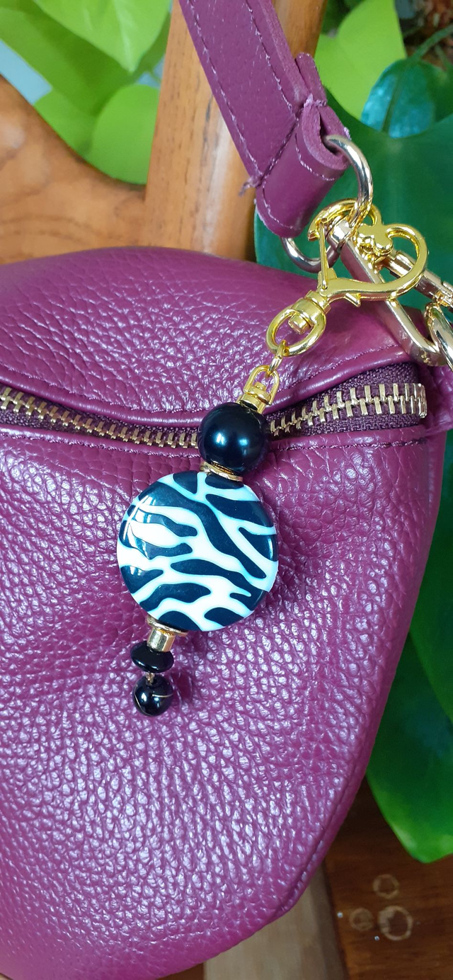 Zebra Bijoux de Sac à main, doré, noir &amp; blanc, motif zèbre