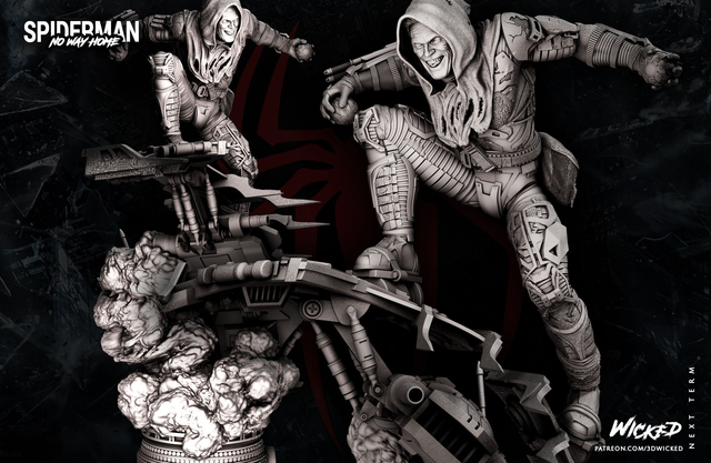 STATUE BOUFFON VERT SPIDERMAN