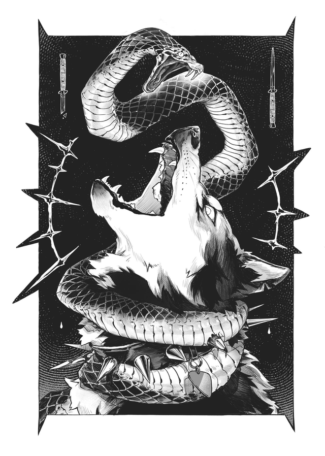 SNAKE AND WOLF PRINT