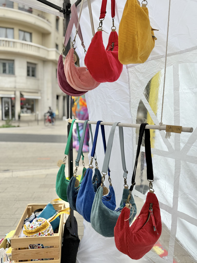 Sac Demi Lune velours côtelé - VERT CANARD