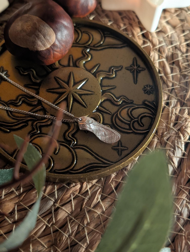 Sycamore Seed Necklace, Sterling Silver