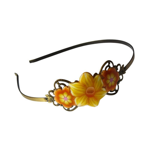 Serre-tête rétro fleurs jaunes