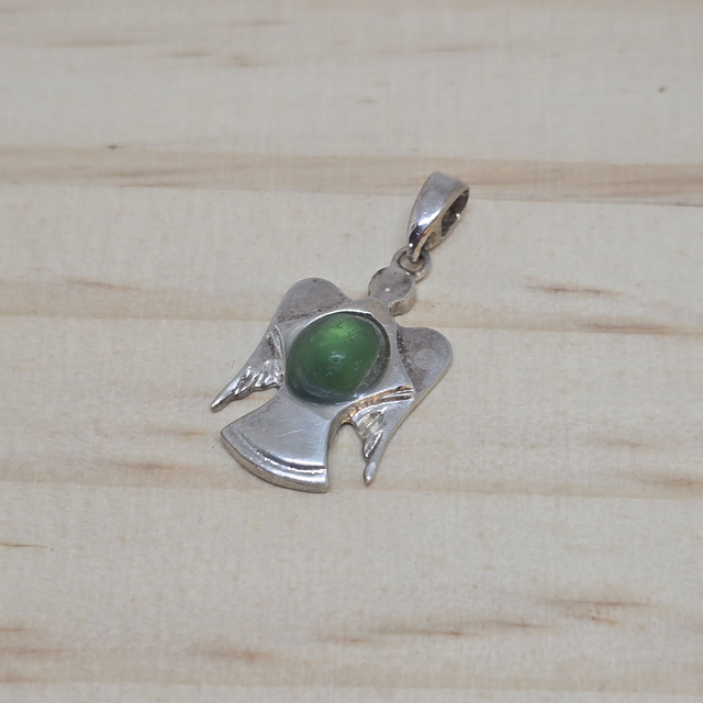 925 Seconds: Sterling Silver Angel Pendant – Green Seaglass