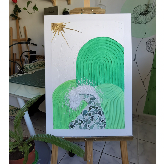 Toile texturé « une vague sous ma bonne étoile »