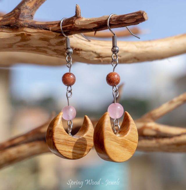 Moonlight, goldstone e quarzo rosa