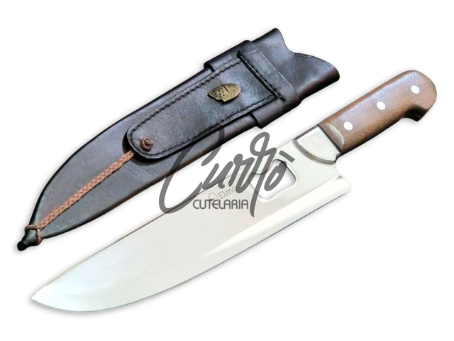 Faca Picanheira Abridor Garrafa Elmo Aço Inox Madeira 10 Pol