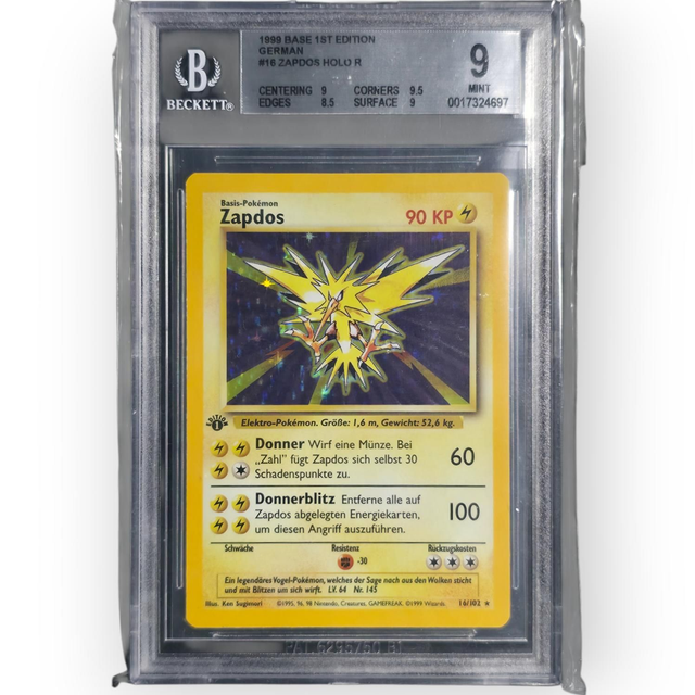 Zapdos Holo 16/102 | BGS 9 Mint | Basis Set 1st Edition | Deutsch