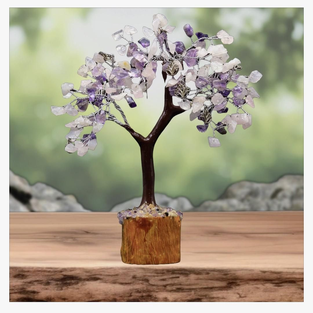 "Améthyste &amp; Quartz rose Lotus" - Arbre du bonheur 160 pcs