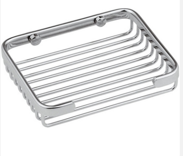 Portasapone rettangolare in ottone cromato - LxHxP -205x30x115 mm