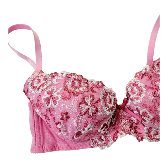 Dark pink floral Japanese Bra UK 32B