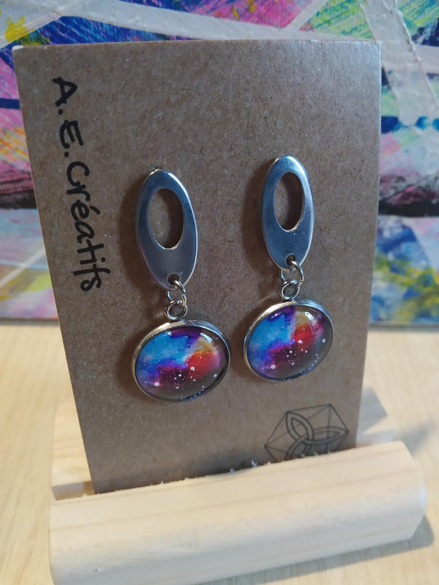 Boucles D&#039;oreilles Cabochons Couleurs Forme 