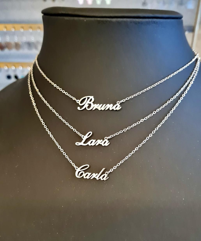 Collier "Prénom" en acier inoxydable argenté 