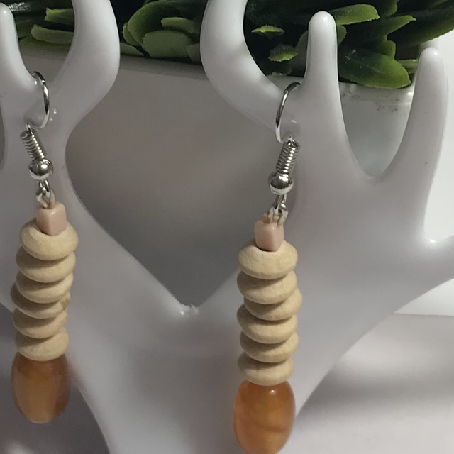 Brown Wood Earrings-BWE4524