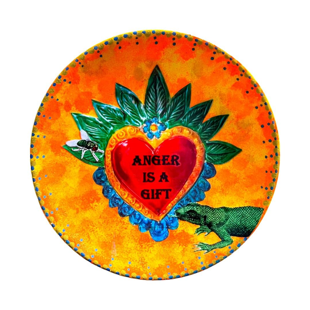 "Anger is a Gift" Neon Orange Upcycled Trinket Dish - House of Frisson