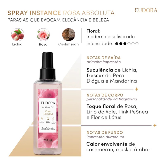 Eudora Instance Body Splash Rosa Absoluta 200ml