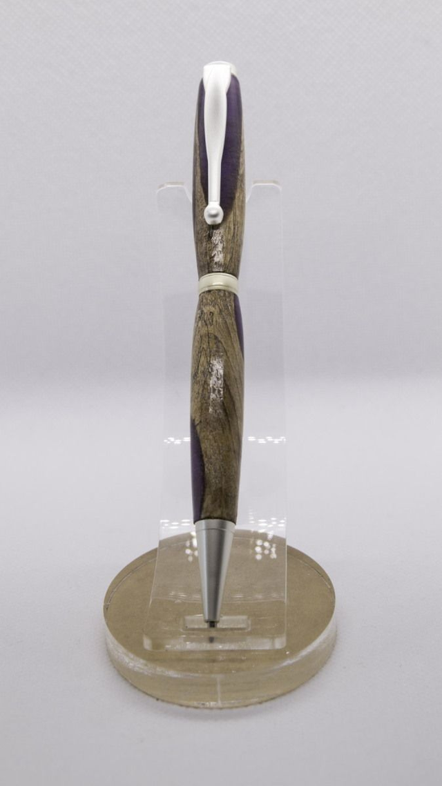 Stylo bille noir en Noyer et résine violette 