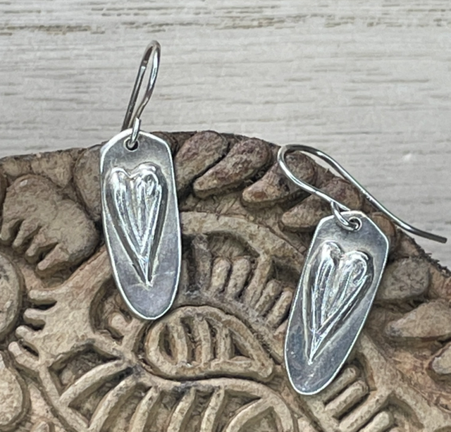 Heart Silver Drop Earrings