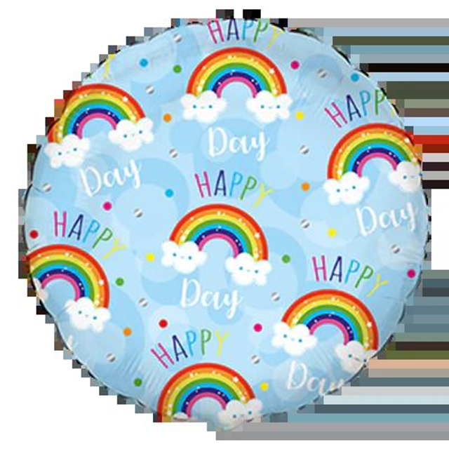 18" ROUND HAPPY RAINBOW DAY BLUE FOIL