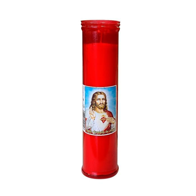 Velones Sagrado Corazón de Jesús 26,5 cm rojo