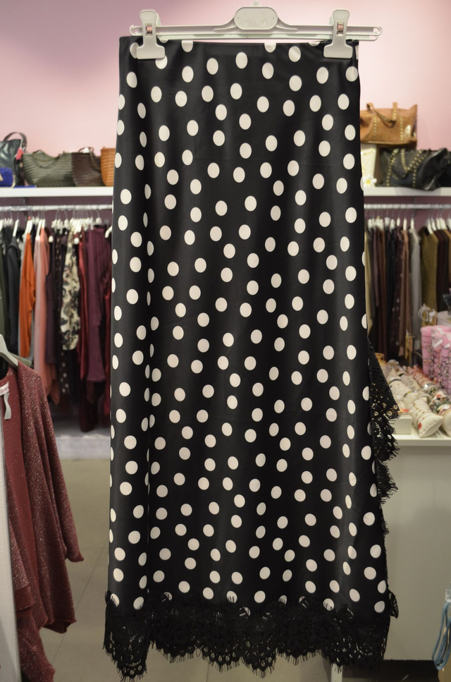 Falda Lunares Encaje Lateral