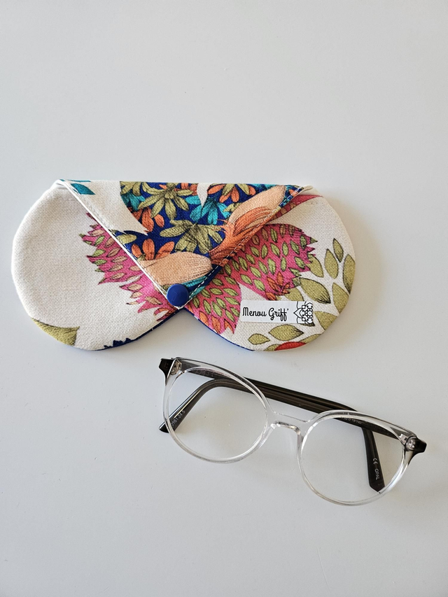 Étui à lunettes en tissu fait main - motif flowers