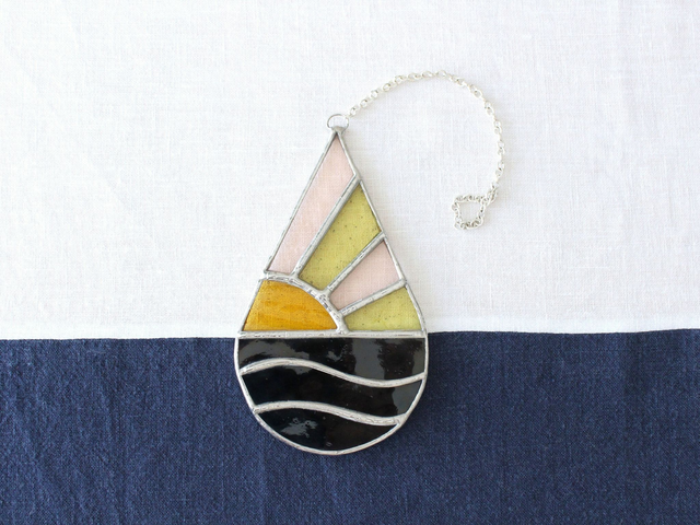 🌅 Suspension Coucher de Soleil en vitrail