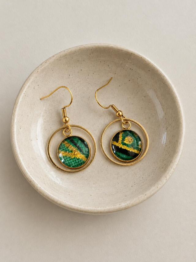 Boucles d'oreilles artisanales - modèle rond doré