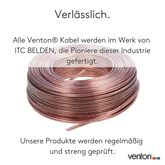VENTON Lautsprecherkabel 2x2,5 mm² HQ Vollkupfer 15m