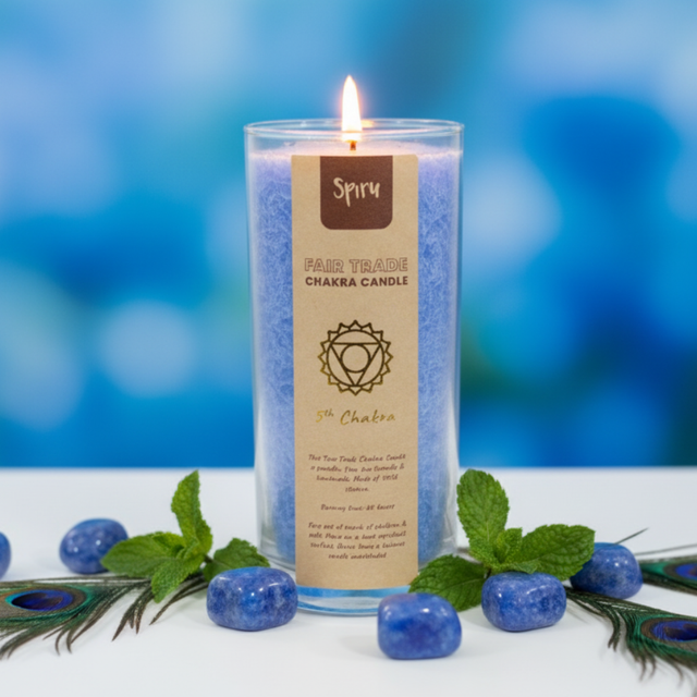 Bougie Spiru - Chakra de la Gorge (Non parfumée)